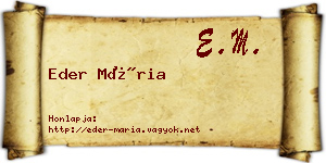 Eder Mária névjegykártya